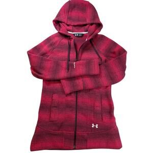 Under Armour Womens size SP Full Zip Hooded Thick Magenta Fleece Storm 1